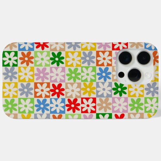 Farbiges, Bold Checkered Blume Y2K-Muster Case-Mate iPhone Hülle (Rückseite (Horizontal))