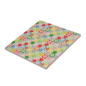 Farbiges, Bold Checkered Blume Y2K-Muster Fliese (Seite)