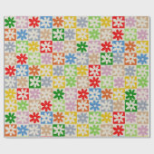 Farbiges, Bold Checkered Blume Y2K-Muster Geschenkpapier (Flach)