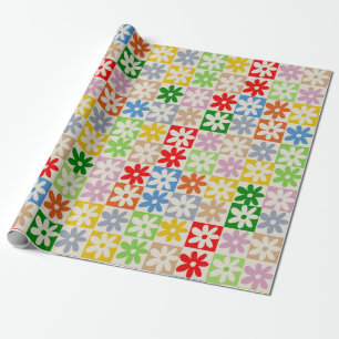 Farbiges, Bold Checkered Blume Y2K-Muster Geschenkpapier