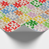 Farbiges, Bold Checkered Blume Y2K-Muster Geschenkpapier (Ecke)