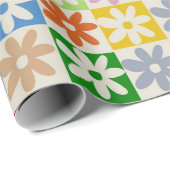 Farbiges, Bold Checkered Blume Y2K-Muster Geschenkpapier (Rolleneckpunkt)