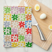 Farbiges, Bold Checkered Blume Y2K-Muster Geschirrtuch (Viertel Falte)
