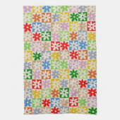 Farbiges, Bold Checkered Blume Y2K-Muster Geschirrtuch (Vertikal)