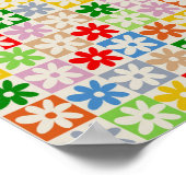 Farbiges, Bold Checkered Blume Y2K-Muster Poster (Ecke)