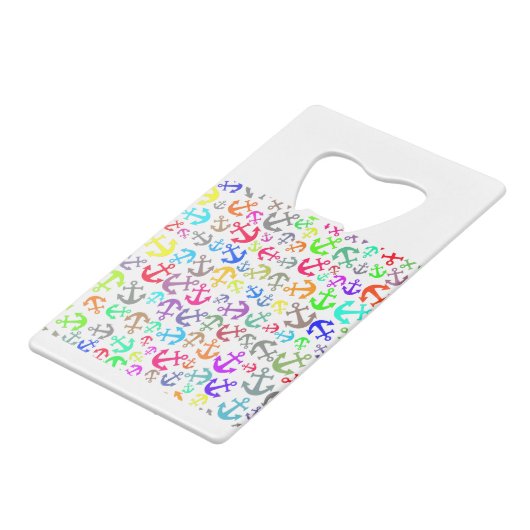 Farbiges Bootanchor-Muster Geldbeutel Flaschenöffner (Rückseite Schrägansicht)