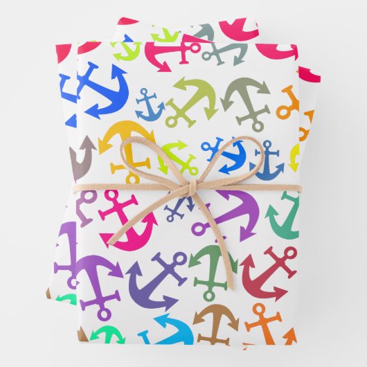 Farbiges Bootanchor-Muster Geschenkpapier Set (Beispiel)