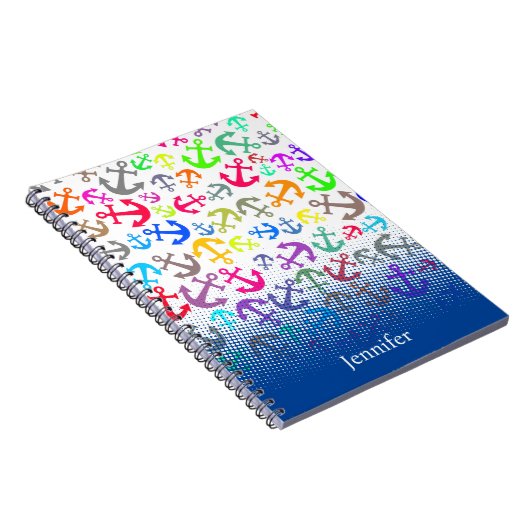 Farbiges Bootanchor-Muster Notizblock (Rechte Seite)