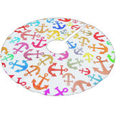 Farbiges Bootanchor-Muster Polyester Weihnachtsbaumdecke (Schrägansicht)