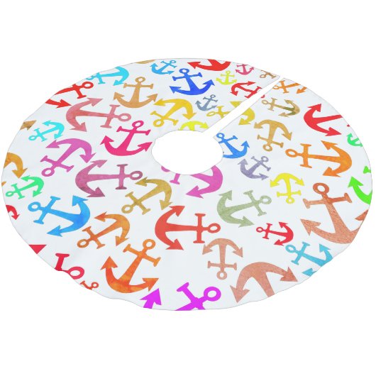 Farbiges Bootanchor-Muster Polyester Weihnachtsbaumdecke (Schrägansicht)