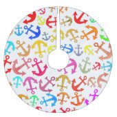 Farbiges Bootanchor-Muster Polyester Weihnachtsbaumdecke (Vorderseite)