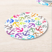 Farbiges Bootanchor-Muster Runder Pappuntersetzer (Angewinkelt)