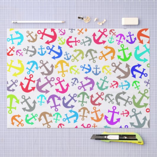 Farbiges Bootanchor-Muster Seidenpapier (Handwerk)
