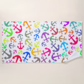 Farbiges Bootanchor-Muster Strandtuch (Vorderseite)