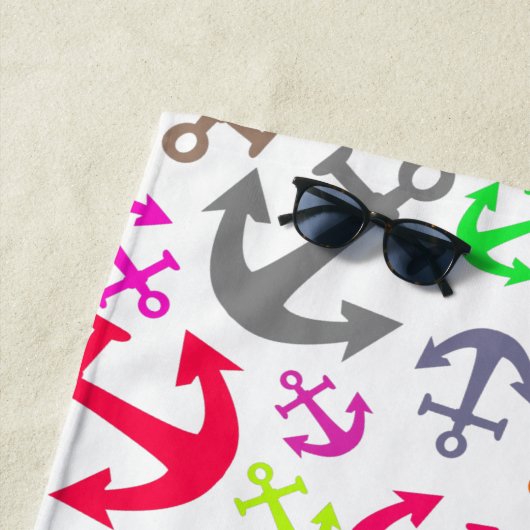 Farbiges Bootanchor-Muster Strandtuch (Beispiel)