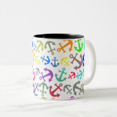 Farbiges Bootanchor-Muster Zweifarbige Tasse (VorderseiteRechts)