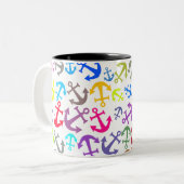 Farbiges Bootanchor-Muster Zweifarbige Tasse (Vorderseite Links)