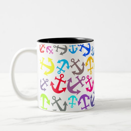Farbiges Bootanchor-Muster Zweifarbige Tasse (Links)