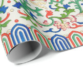 Farbiges botanisches Faltpapier mit Blumenmuster Geschenkpapier (Rolleneckpunkt)