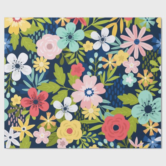 Farbiges botanisches Muster Geschenkpapier (Flach)