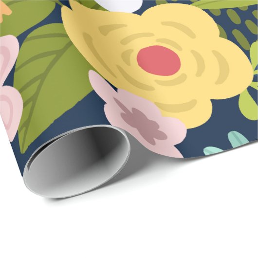 Farbiges botanisches Muster Geschenkpapier (Rolleneckpunkt)