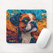 Farbiges Boxerpapier Quilling Dog Portrait Mousepad (Mit Mouse)