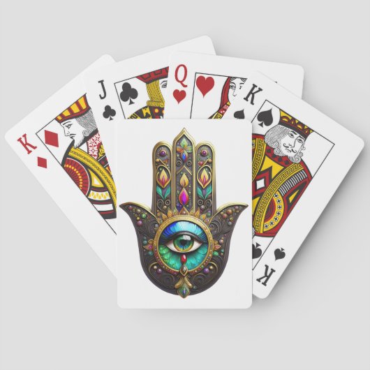 Farbiges Braun Gold Hamsa Regenbogenfarbe Drittes  Spielkarten (Rückseite)