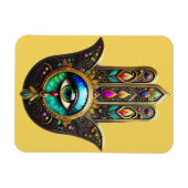 Farbiges Braun Gold Hamsa Regenbogenfarben Drittes Magnet (Horizontal)