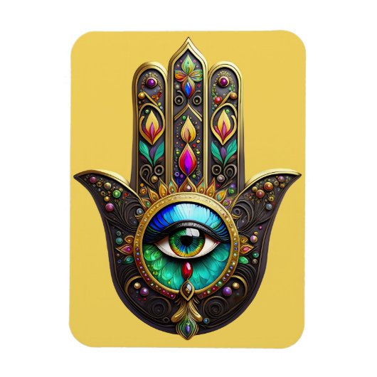 Farbiges Braun Gold Hamsa Regenbogenfarben Drittes Magnet (Vertikal)