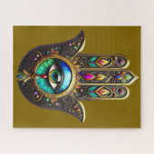 Farbiges Braun Gold Hamsa Regenbogenfarben Drittes Puzzle (Horizontal)