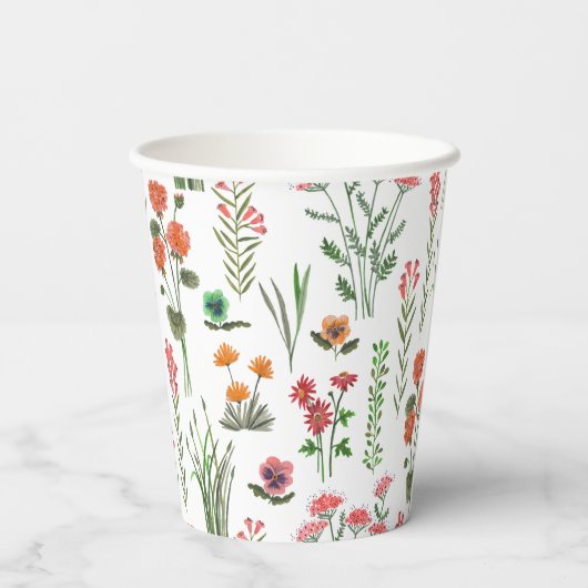 Farbiges Brautparty der Wildblume Pappbecher (Rückseite)