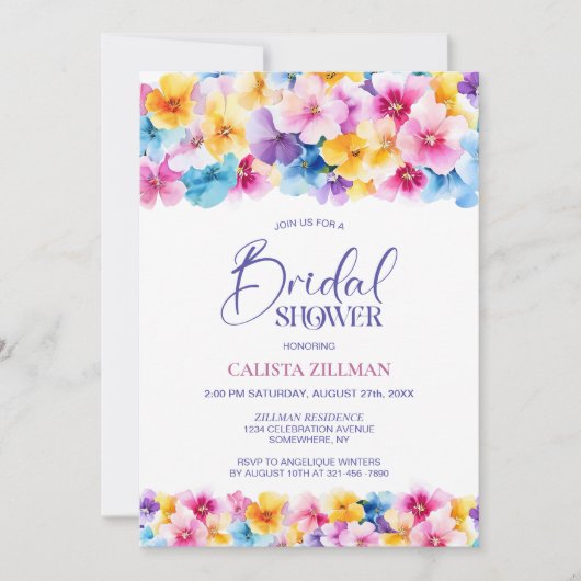 Farbiges Brautparty Einladung (Vorderseite)