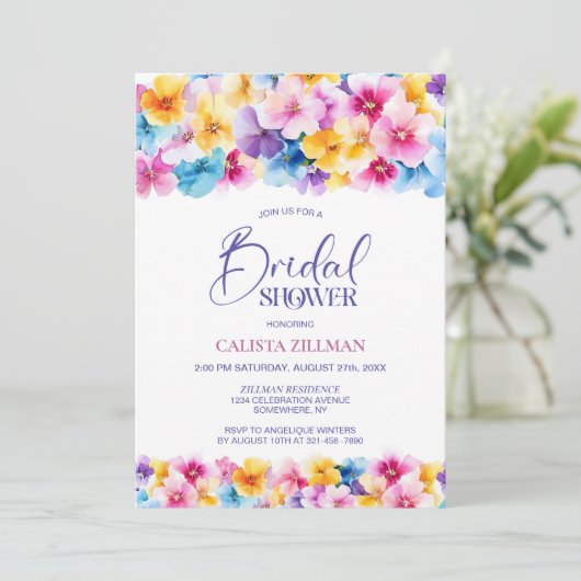 Farbiges Brautparty Einladung (Stehend Vorderseite)