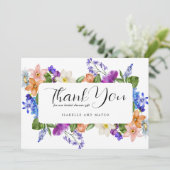Farbiges Brautparty Wildblume Dankeskarte (Stehend Vorderseite)