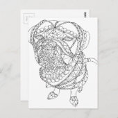 Farbiges Buchhund Sitzend farbig Zeichnend Postkarte (Vorne/Hinten)