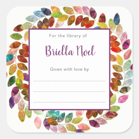 Farbiges Buchzeichen Quadratischer Aufkleber (Vorderseite)