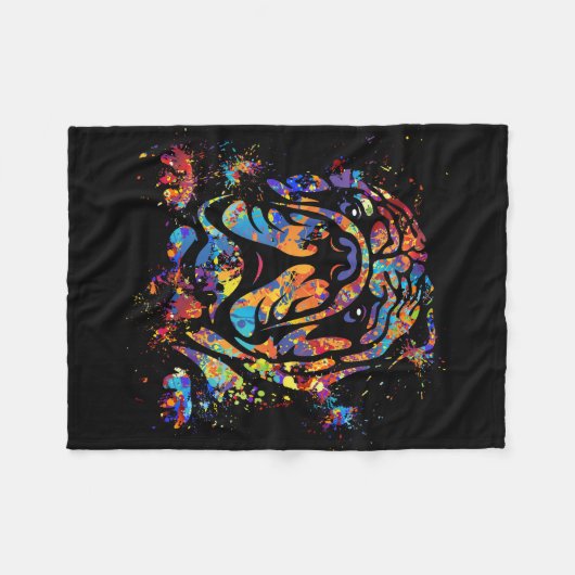 Farbiges Bulldog-Portrait Fleecedecke (Vorderseite (Horizontal))