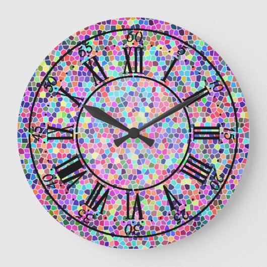 Farbiges Buntglas Große Wanduhr (Vorderseite)