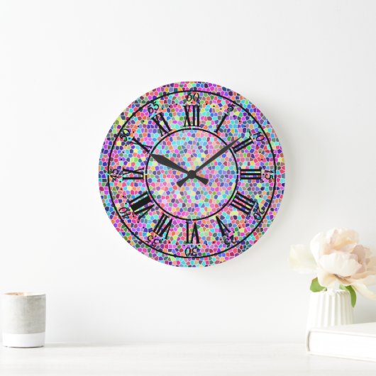 Farbiges Buntglas Große Wanduhr (Zuhause)