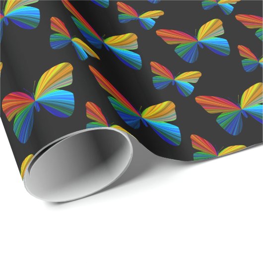 Farbiges Butterfly Wrapping Paper Geschenkpapier (Rolleneckpunkt)