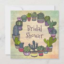 Farbiges Cactus Brautparty Einladung