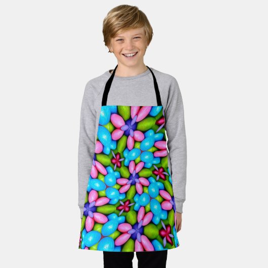 Farbiges Candy-Blume-Muster Schürze (Getragen)