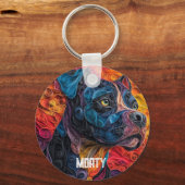 Farbiges Cane Corso Dog Portrait Schlüsselanhänger (Rückseite)