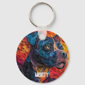 Farbiges Cane Corso Dog Portrait Schlüsselanhänger (Rückseite)