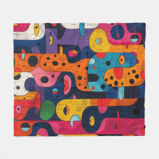 Farbiges Chaos Fleecedecke (Vorderseite (Horizontal))