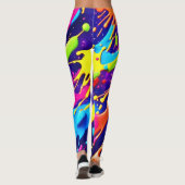 Farbiges Chaos im Abstrakten Spritzer Leggings (Rückseite)