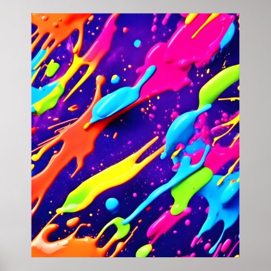 Farbiges Chaos im Abstrakten Spritzer Poster (Vorne)