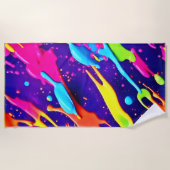 Farbiges Chaos im Abstrakten Spritzer Strandtuch (Vorderseite)