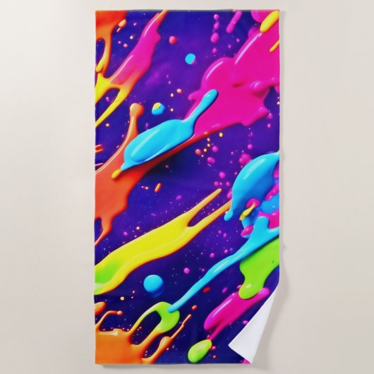 Farbiges Chaos im Abstrakten Spritzer Strandtuch (Vorderseite)
