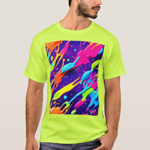 Farbiges Chaos im Abstrakten Spritzer T-Shirt